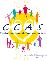 Logo CCAS cœur et silhouettes colorées solidaires