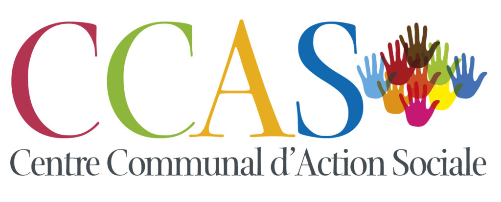 Logo CCAS avec mains colorées solidaires