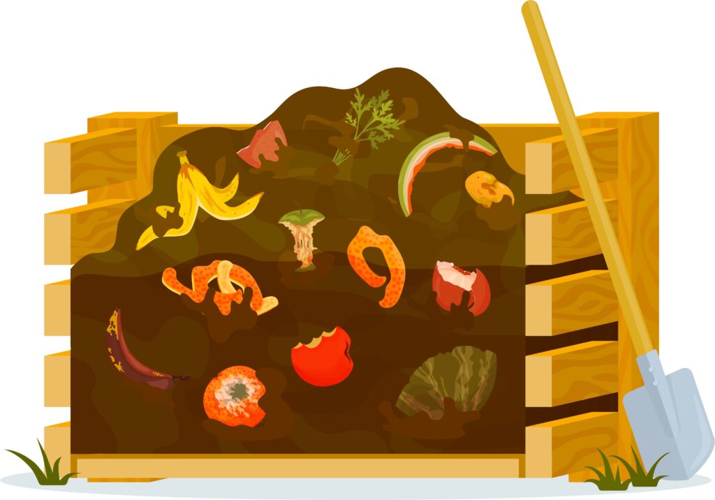 Bac à compost avec déchets organiques variés