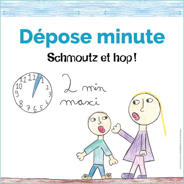 Affiche dépose minute dessin enfant parent école